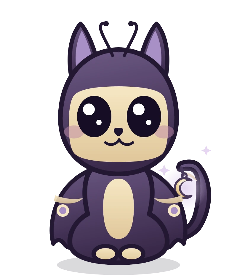 Kittibug, the app's cat-moth Mipkin